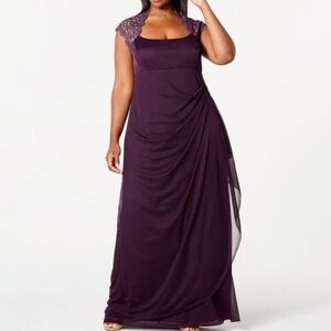 Elegant Purple Lace Evening Dress